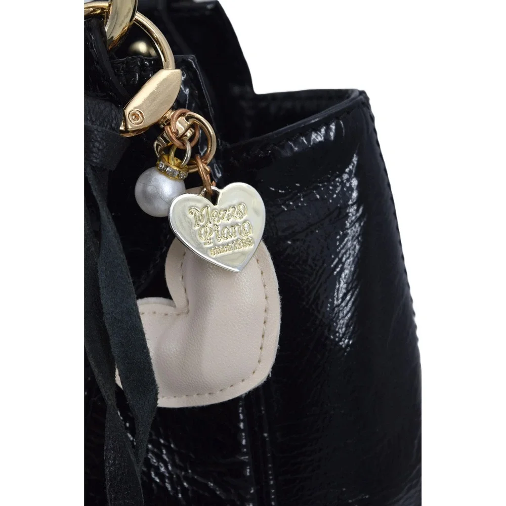 Charles David Hobo Bag Womens Large Black Patent Leather EUC Gold Hardware